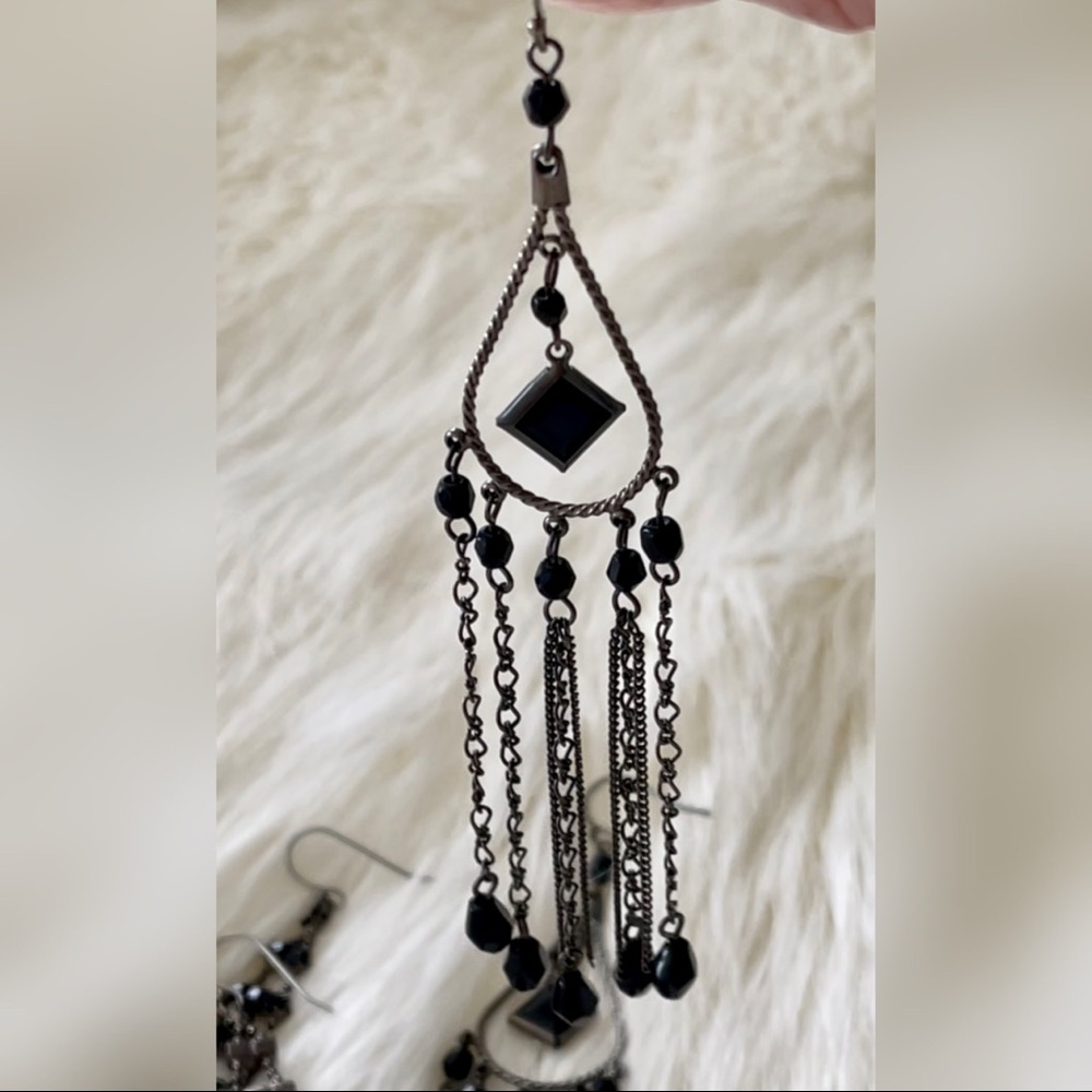**SOLD**  Set of Black Rhinestone Earrings - Picture 6 of 6